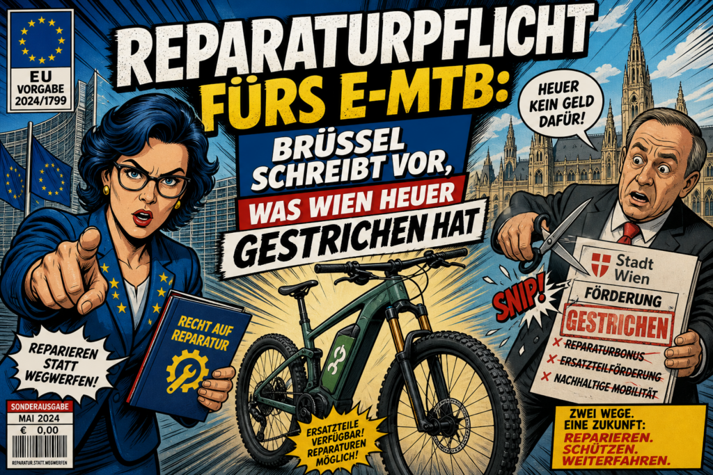 Reparaturpflicht fürs E MTB Brüssel schreibt vor, was Wien heuer gestrichen hat
