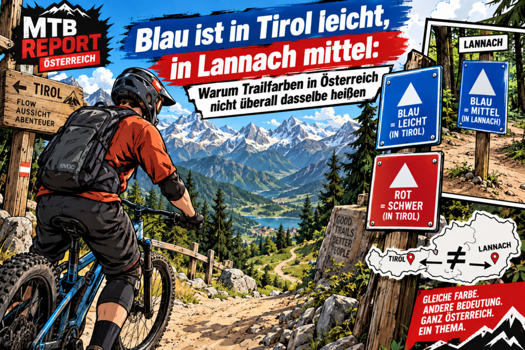 Singletrail Skala, Trail Schwierigkeitsgrade Tirol, Mountainbike Tirol, Bikepark Österreich, Trailfarben Bedeutun